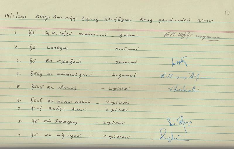 பொதுக்குழுவில் கலந்து கொண்டவர்களின் விபரம்