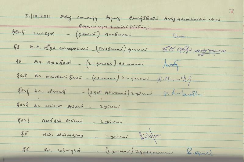 பொதுக்குழுவில் கலந்து கொண்டவர்களின் விபரம்