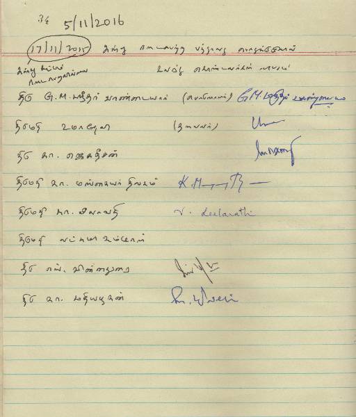 பொதுக்குழுவில் கலந்து கொண்டவர்களின் விபரம்