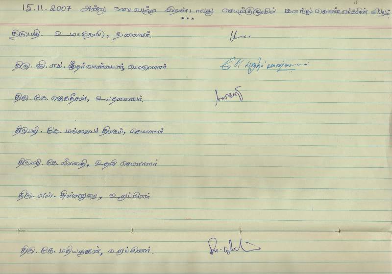 பொதுக்குழுவில் கலந்து கொண்டவர்களின் விபரம்
