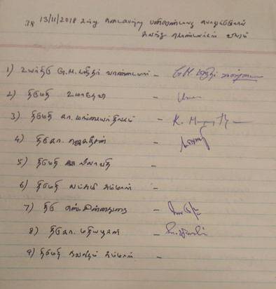 பொதுக்குழுவில் கலந்து கொண்டவர்களின் விபரம்